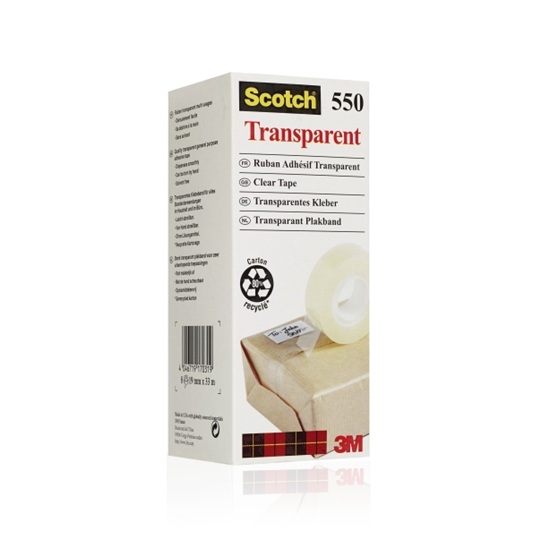 Scotch Pack de 8 Cintas Adhesivas - 19mm x 33m - Color Transparente 1