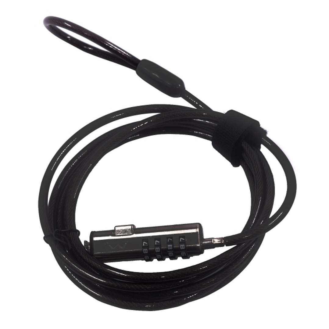 Ewent Cable de Seguridad para Portatiles con Ranura Nano - Candado de Combinacion Numerica - Cable de Acero - Cobertura de Vinilo - 1.8m de Longitud - 1