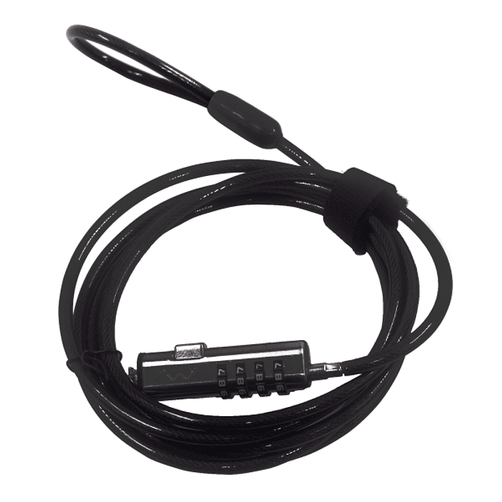 Ewent Cable de Seguridad para Portatiles con Ranura Nano - Candado de Combinacion Numerica - Cable de Acero - Cobertura de Vinilo - 1.8m de Longitud - 1