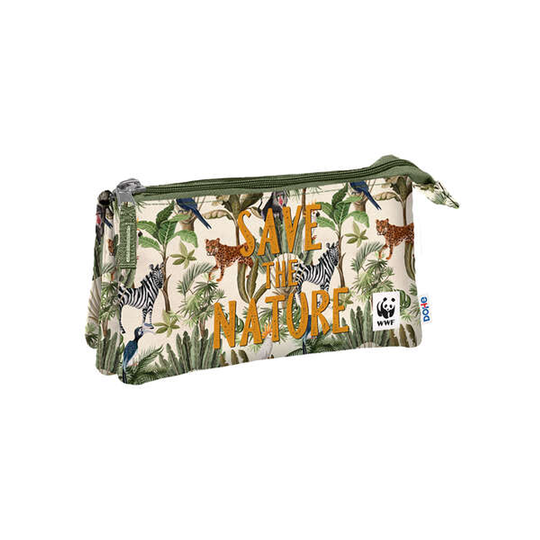 Dohe WWF Save the Nature Portatodo Triple - 3 Compartimentos - Cierres de Cremallera 1