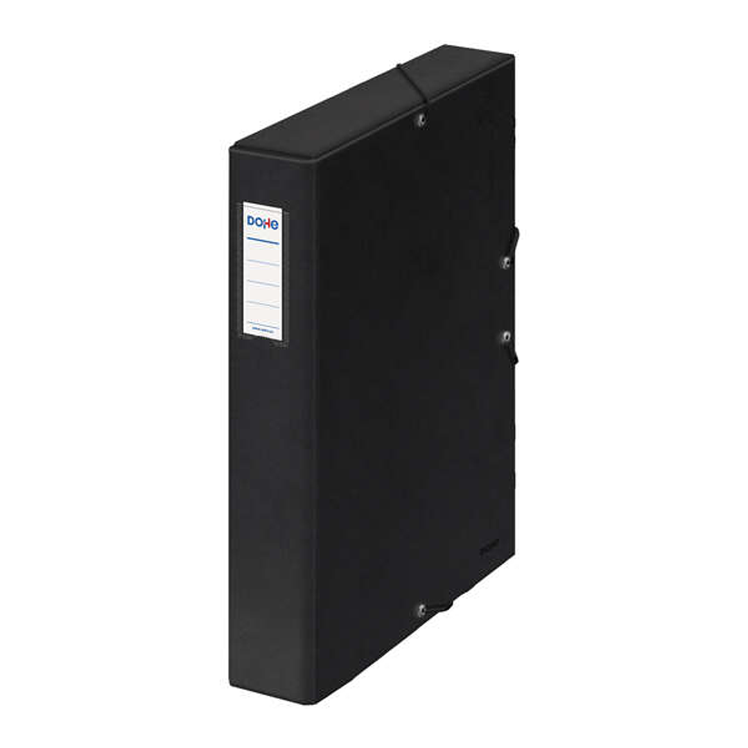 Dohe Caja para Proyectos Lomo 5cm - Carton Forrado con Papel Impreso y Plastificado - Cierre con Gomas - Color Negro 1