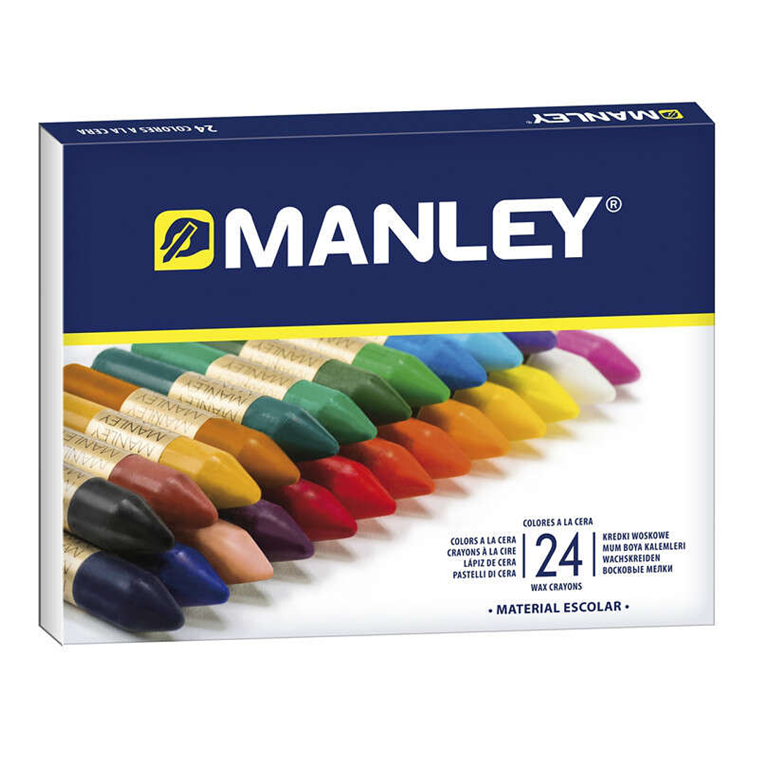 Manley Pack de 24 Ceras Blandas de Trazo Suave - Ideal para Gran Variedad de Tecnicas y Aplicaciones - Fabricacion Artesanal - Amplia Gama de Colores  1