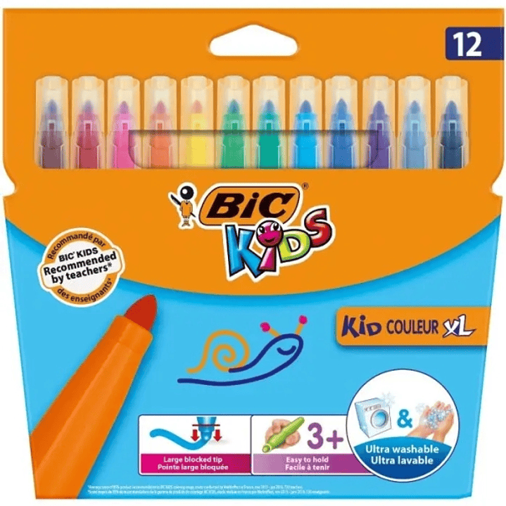 Bic Kids Couleur XL Pack de 12 Rotuladores - Punta Ancha - Lavable - Colores Surtidos 1
