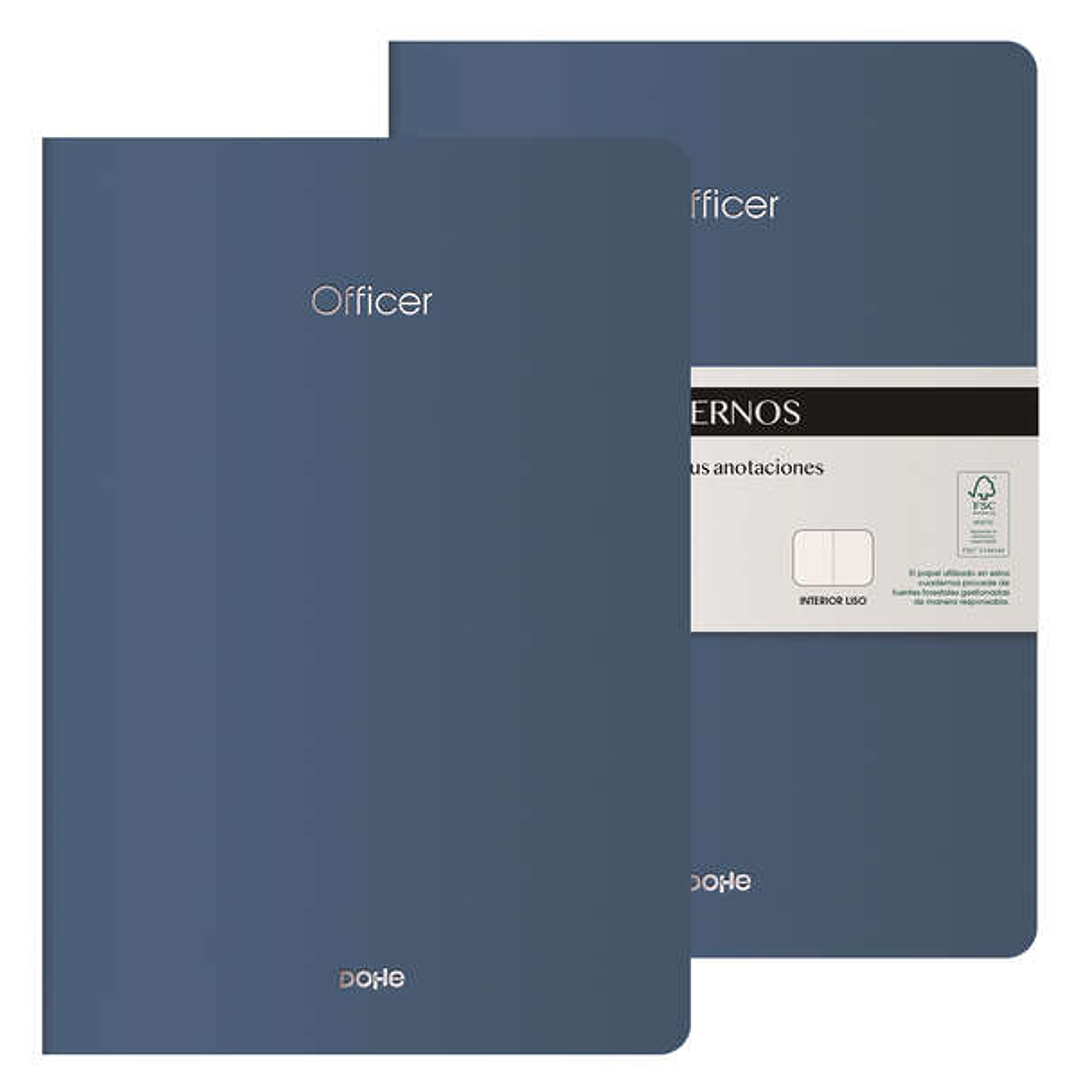 Dohe Officer Cuaderno Notebook A4 40 Hojas Lisas - Papel Ahuesado 90 g/m2 - Tapa en Cartulina 300g/m2 - Color Azul 1