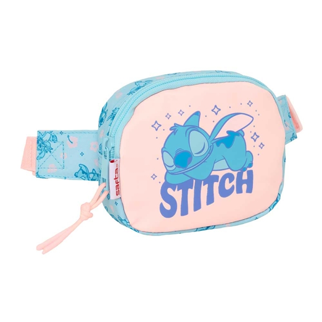 Safta Stitch Ohana Bolsa de Cintura - Cintas Ajustables - 0.62L - Material Resistente - Cierre de PVC - 140x40x110mm - Color Azul Claro 1