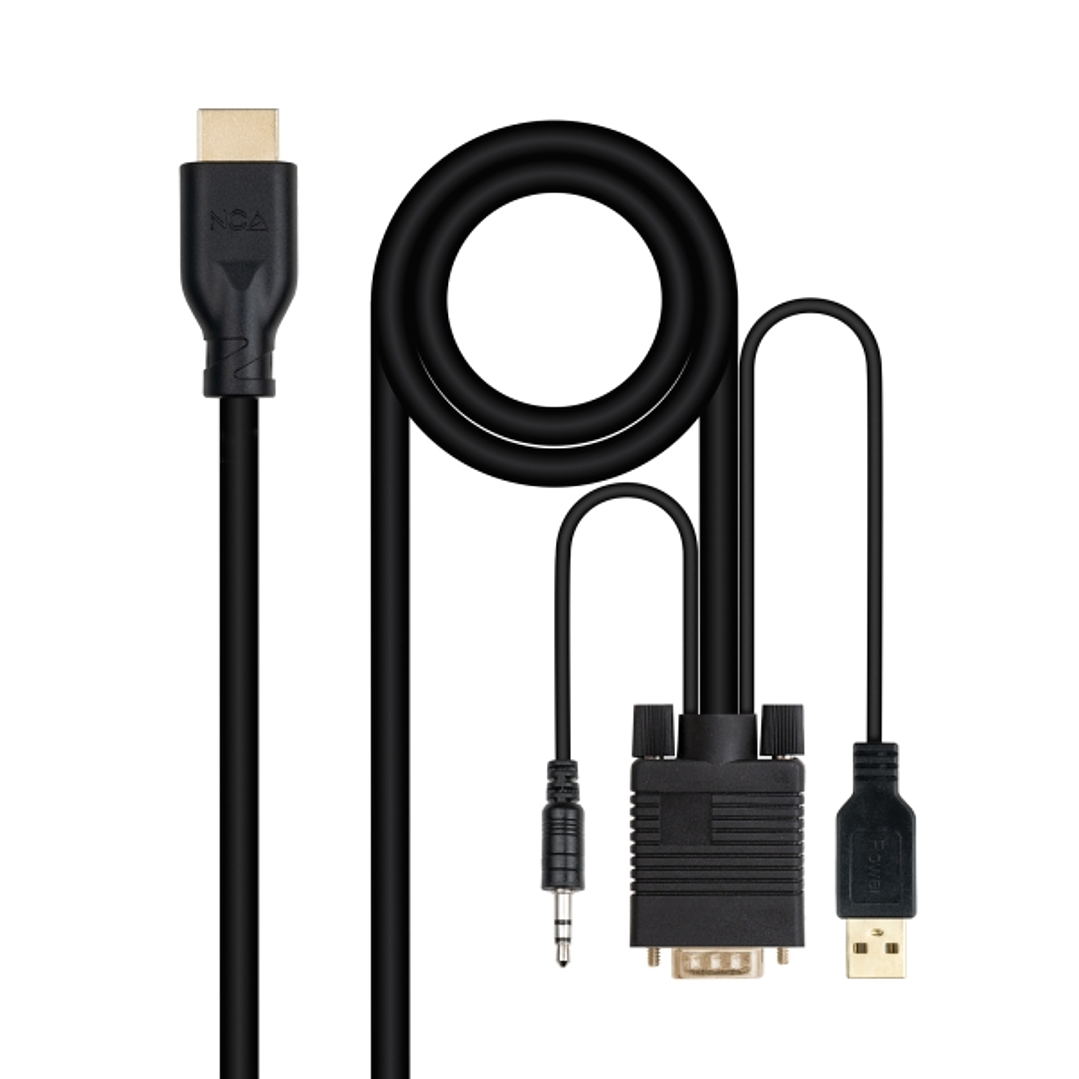 Nanocable Cable Conversor VGA a HDMI - VGA/M-HDMI/M + Audio -  1.8m - Color Negro 1
