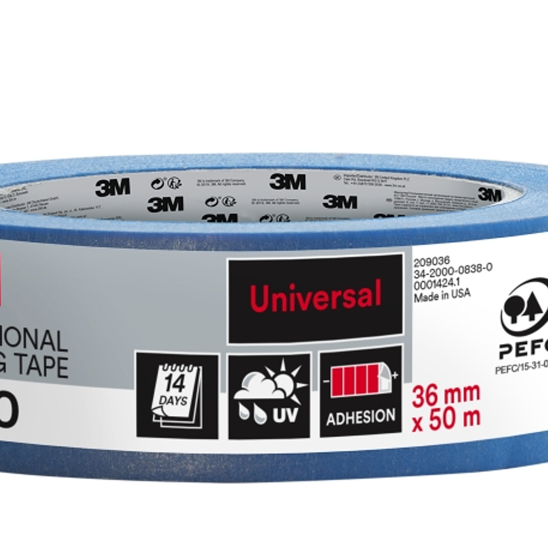 3M Cinta de Enmascarar Profesional - Multisuperficie - 36mm x 50m - 100% PEFC - Color Azul 1