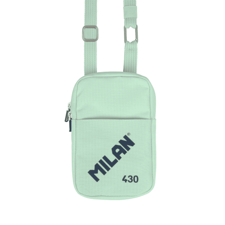 Milan Coleccion 430 Bolso Pequeño Bandolera - Tamaño Bolso 19x2.3x12.8cm - Cierre de Cremallera - Mosqueton de Aluminio - Color Verde 1