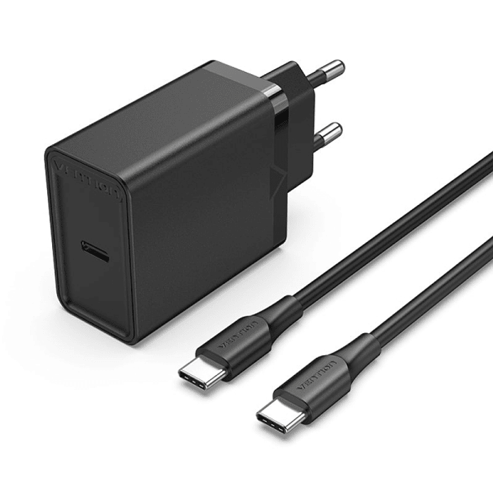 Vention Cargador de Pared USB-C 25W - Cable USB-C 1m - PD3.0 - Color Negro 1