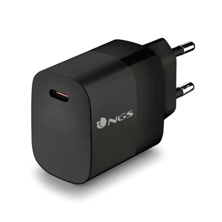 NGS Bud 20W Cargador GaN Universal de Pared 20W Ultrarapido - 1x USB-C PD & PPS - Color Negro 1