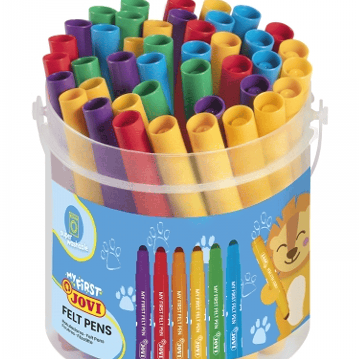 Jovi My First Felt Pen Bote 36 Rotuladores - Punta Antihundimiento - Facil Deslizamiento - Color Surtido 1