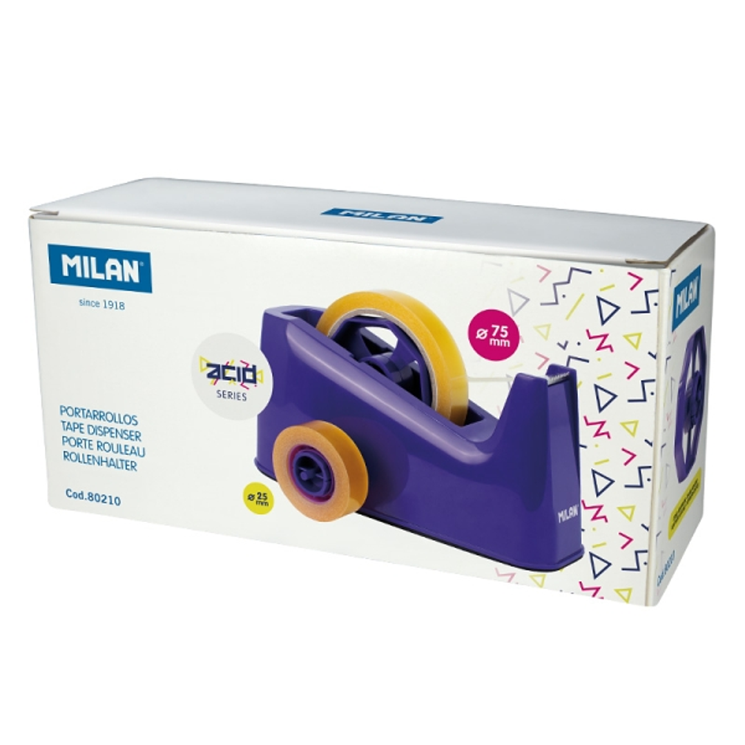 Milan Acid Portarrollos de Sobremesa - Doble Adaptador - Compatible con Cintas de 25mm y 75mm - Color Azul 1