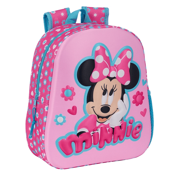 Safta Minnie Mouse Mochila 3D - Asa de Mano - Portabotellas Lateral - 27x33x10cm - Color Rosa 1