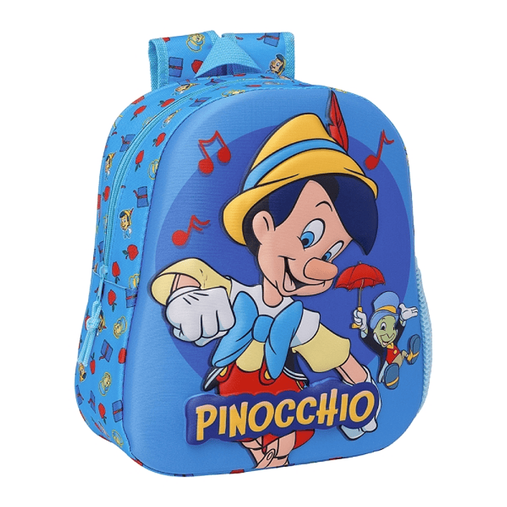 Safta Pinocho Mochila 3D de 8.64L - Portabotellas - Tarjeta de Identificacion Personal - Hombreras Acolchadas - 27x33x10cm - Color Azul 1