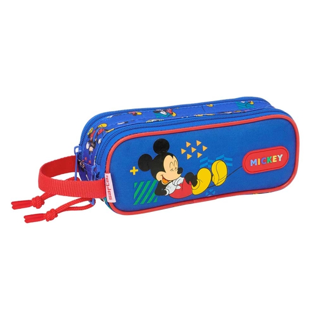 Safta Mickey Mouse Today Portatodo - 2 Compartimentos con Cremalleras - Asa Lateral - 1L - 210x60x80mm - Color Azul 1