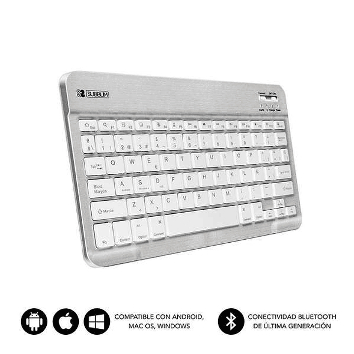 Subblim Teclado Smart Bluetooth - Ultrafino y Ultraligero - Conectividad Wireless Bluetooth 30 - Compatible con Apple, Android, Windows y Smart TV - D 1