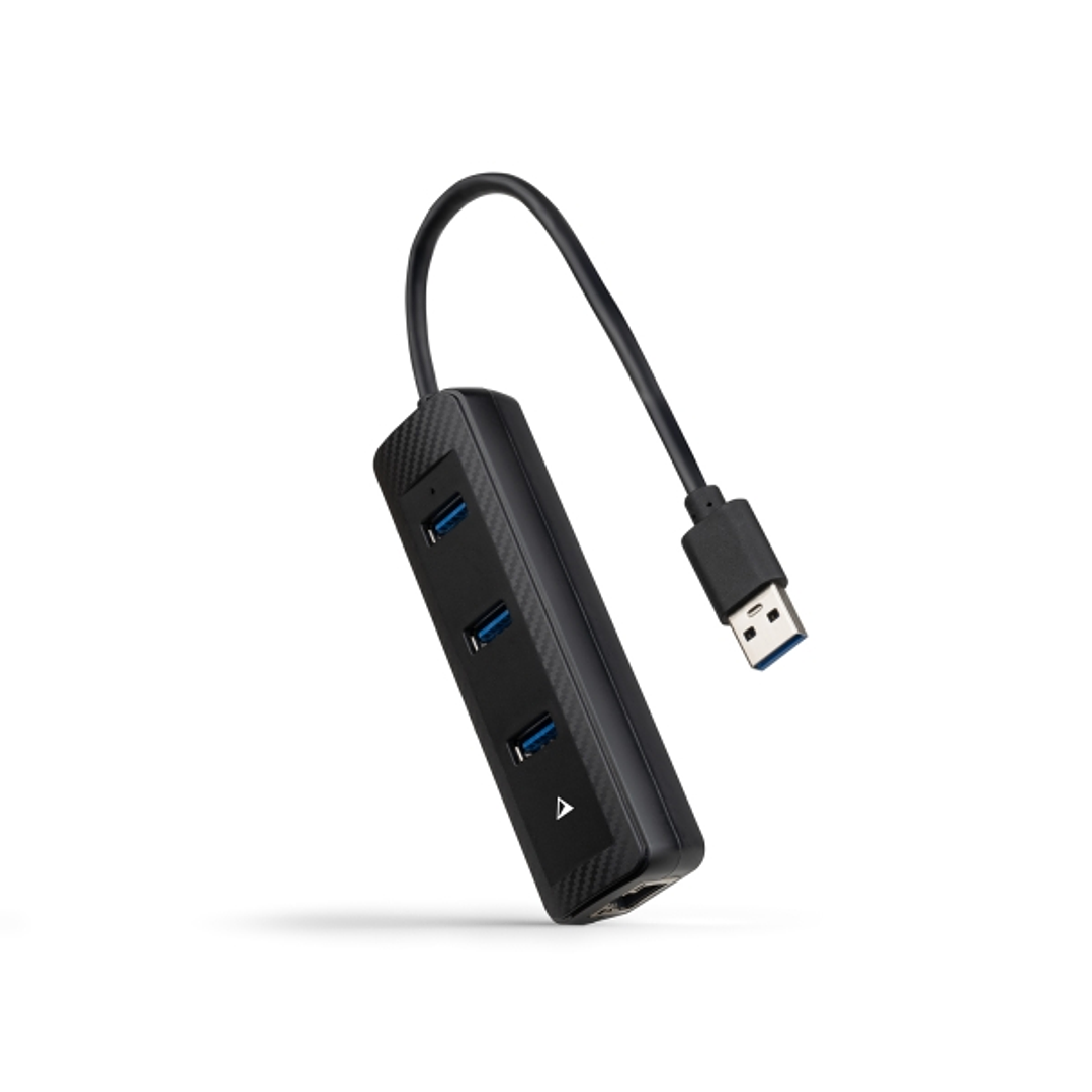 Nanocable Adaptador de Red USB 3.0 a Ethernet Gigabit 10/100/1000 Mbps - Hub 3xUSB-A 3.0 - 15cm - Color Negro 1