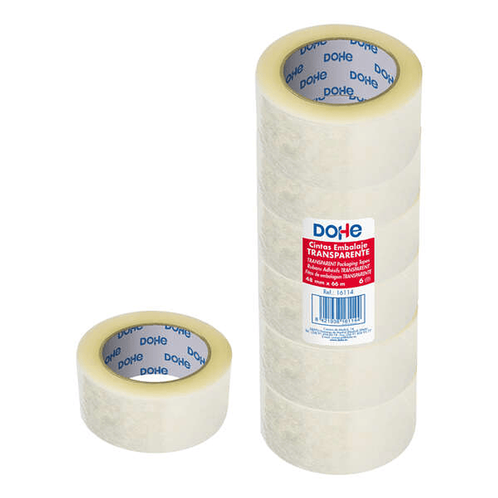 Dohe Pack de 6 Precintos de Polipropileno - Medidas 48mm x 66m - Transparente 1