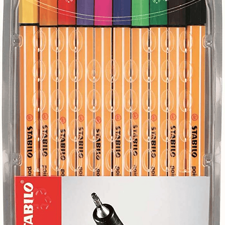 Stabilo Point 88 Pack de 10 Rotuladores de Punta Fina de Fibra - Trazo de 0.4 mm - Tinta con Base de Agua - Colores Surtidos 1