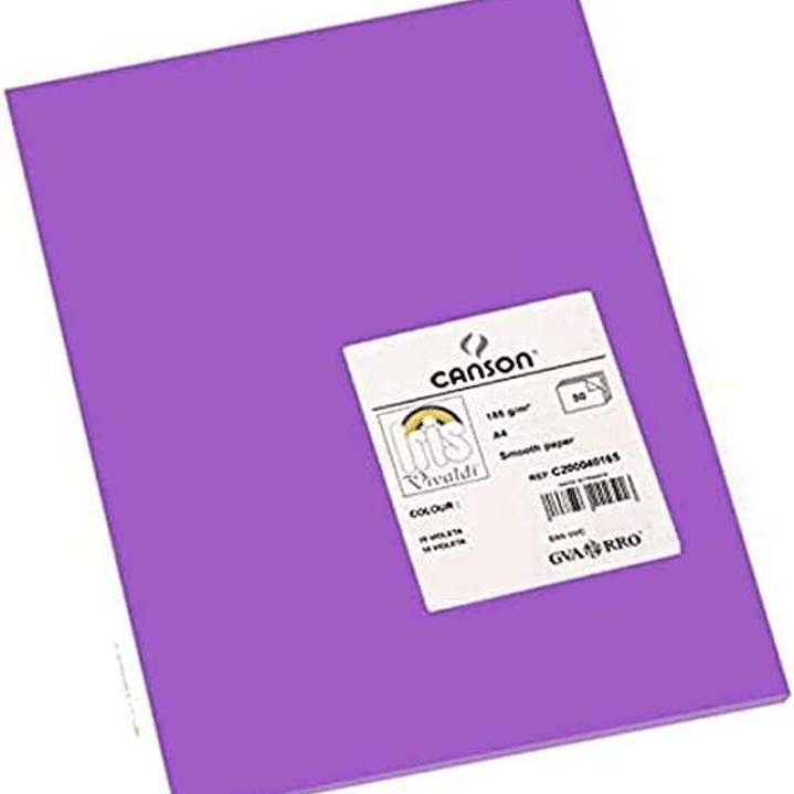 Canson Guarro Pack de 50 Cartulinas Iris A4 de 185g - 21x29.7cm - Color Violeta 1