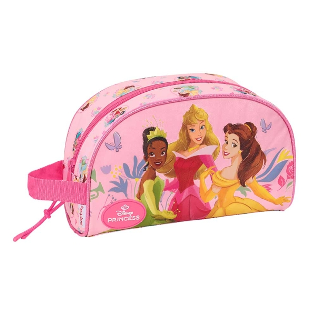 Safta Princesas Disney Neceser de 3.75L - Cremallera - Asa Lateral - Adapatable a Carro - Bolsillo Interior - 260x90x160mm - Color Rosa 1