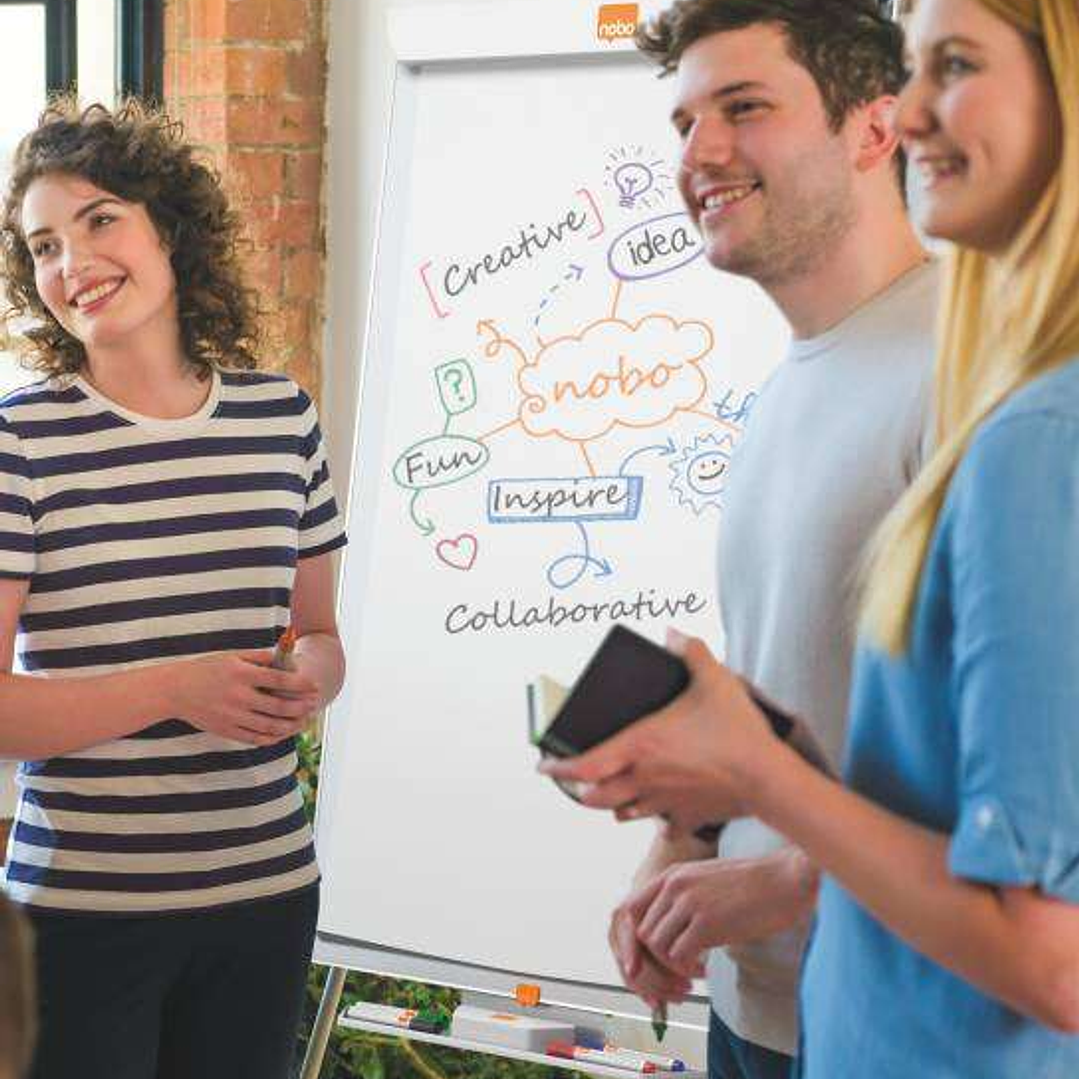 Nobo Bloc Liso para Pizarra Caballete - Tamaño 650 × 955mm - 20 Hojas - Papel Tmp de 60 g/m² - Color Blanco 1