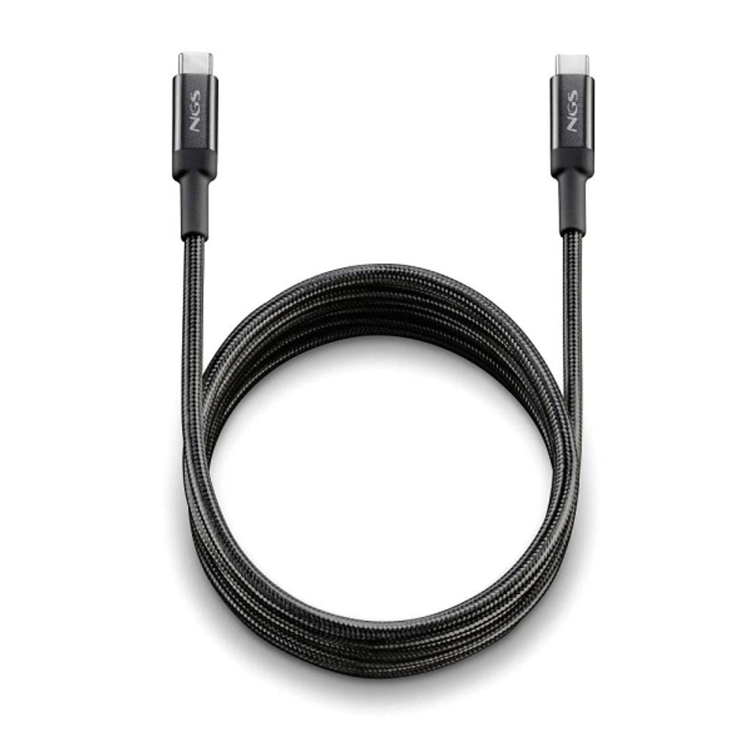 NGS Cable 2.0 USB-C Macho a USB-C Macho - Carga Ultrarapida hasta 100W - Longitud 3m - Color Negro 1