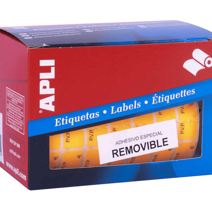 Apli Rollo Etiquetas PVP Naranja Fluorescente Removibles 12.0 x 18.0mm 1