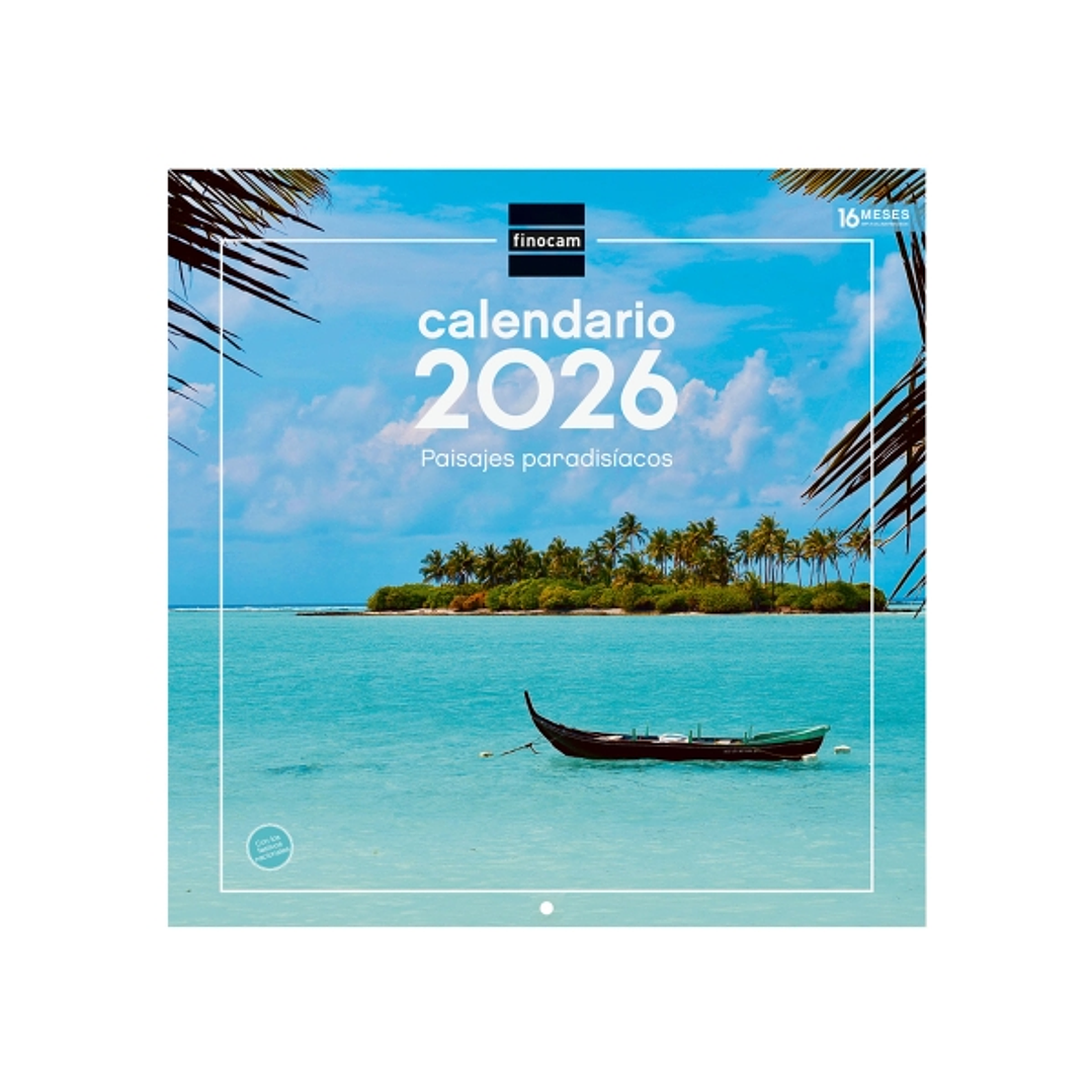 Finocam Calendario de Pared - Anual 2026 - Imagenes Variadas - 300x300mm - Espacio para Escribir - Tematica de Paisajes 1