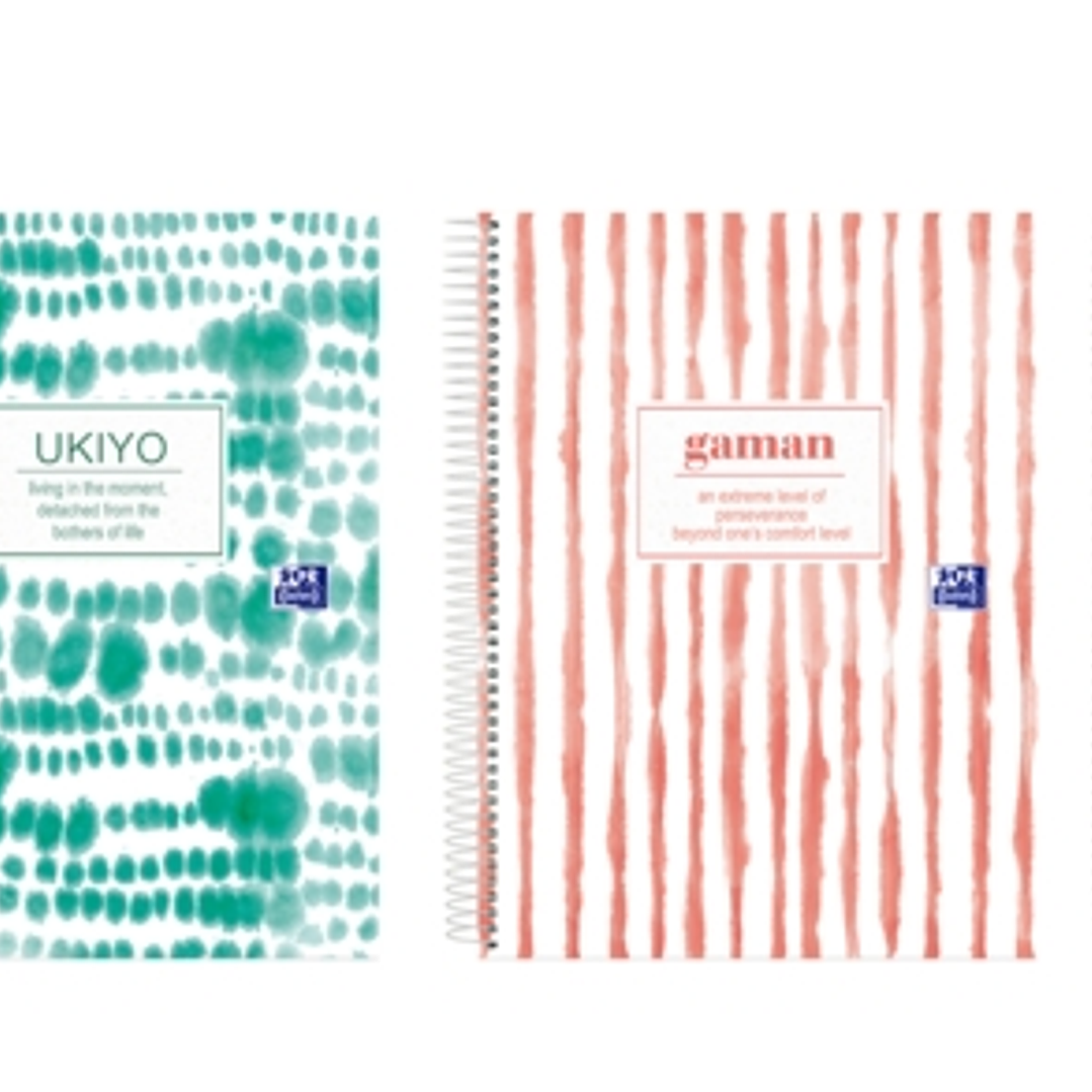 Oxford Japandi A4+ Europeanbook 5 Tapa Extradura - Cuaderno con 120 Hojas - Tamaño A4+ - 5x5 Cuadricula - 4 Modelos Disponibles 1