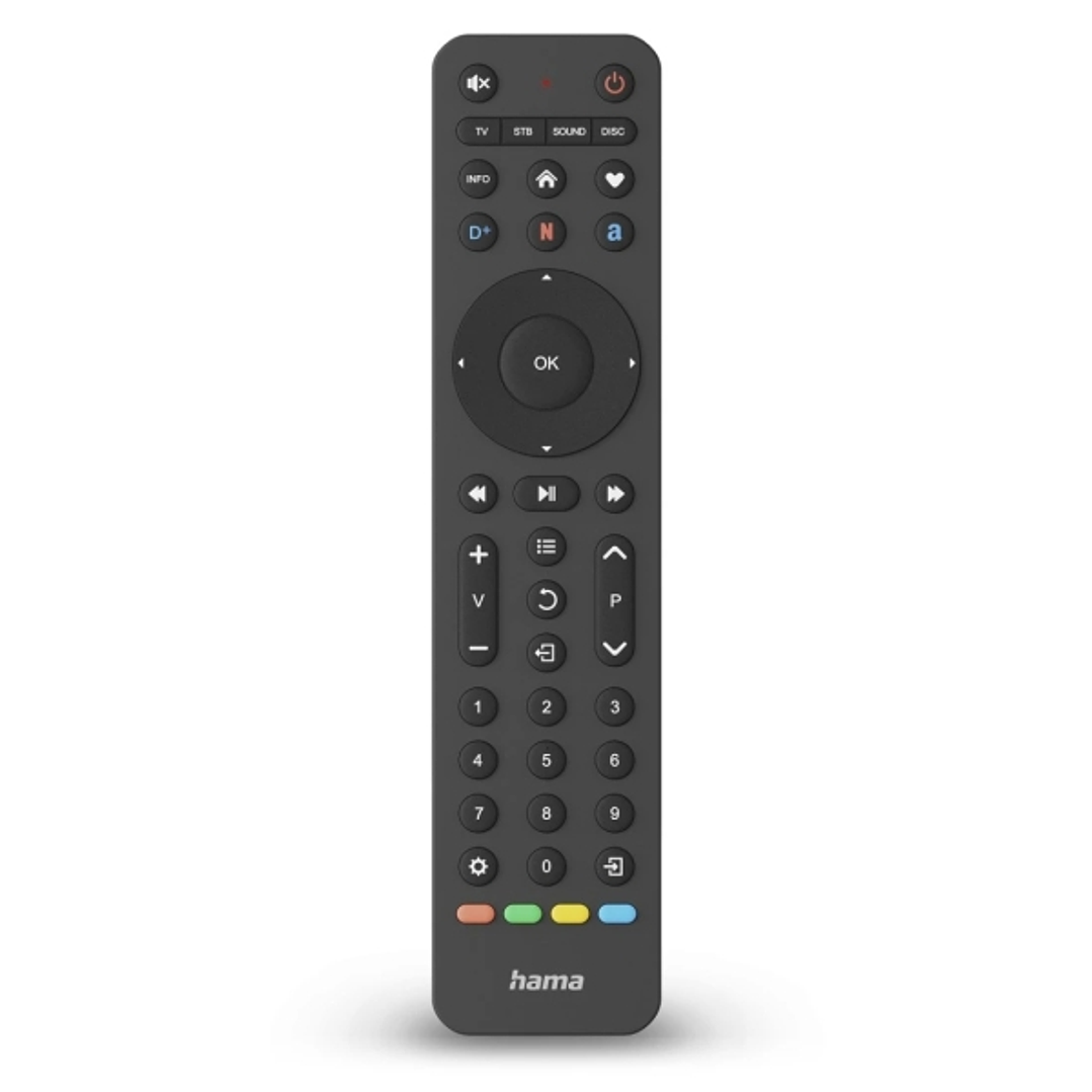 Hama Mando a Distancia para TV - Universal - Alcance 10m - 43 Botones - Acceso Directo a Plataformas de Streaming - Permite 4 Dispositivos Simultaneos 1