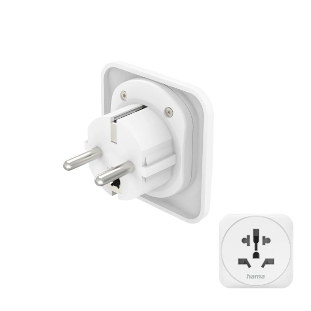 Hama Adaptador de Viaje Toma Tipo E y Schuko - Potencia hasta 3750W - Hembra Multiple - Voltaje 250V - Color Blanco 1