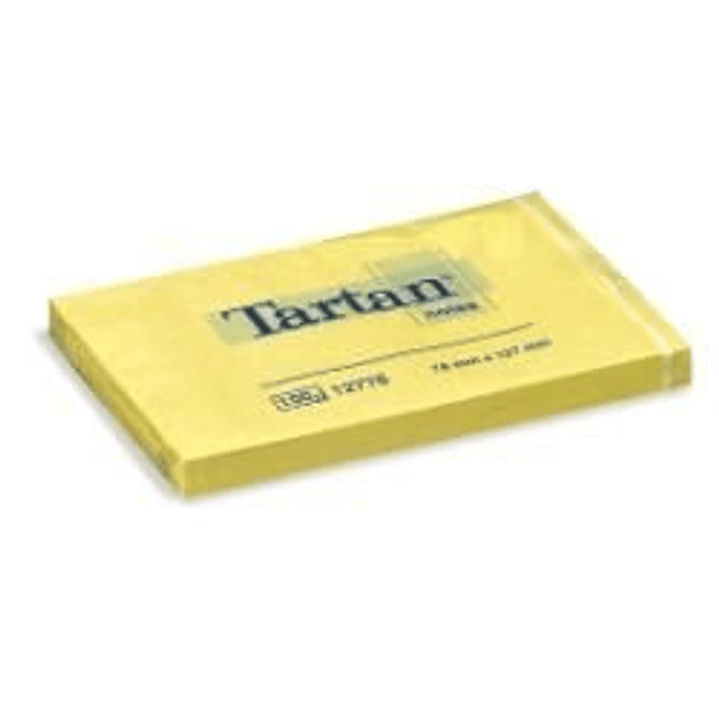 Tartan Pack de 12 Blocs de 100 Notas Adhesivas Reposicionables 76x127mm - 100% PEFC - Color Amarillo Claro 1