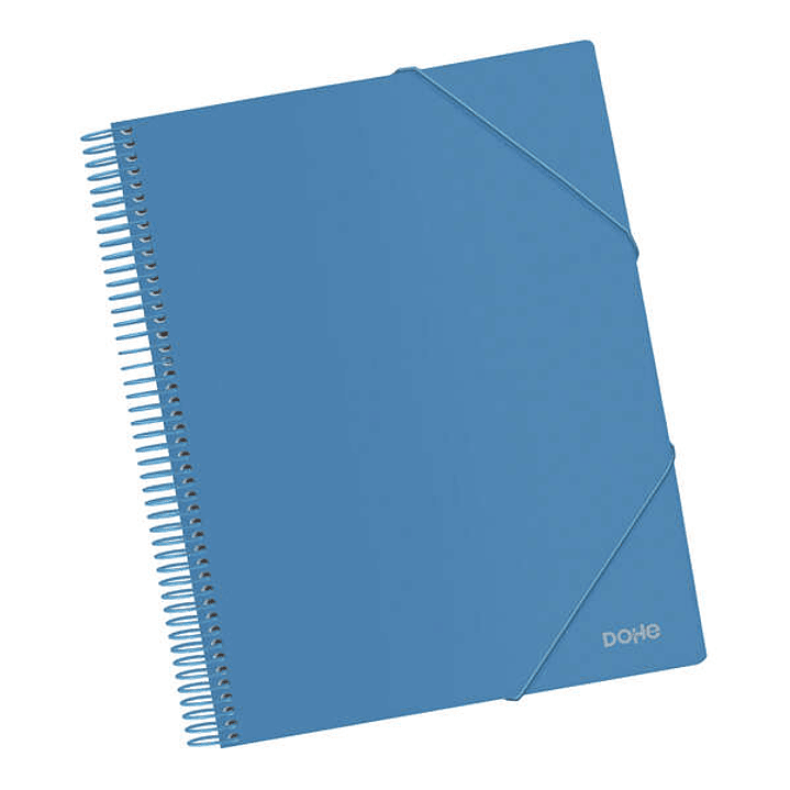 Dohe Carpeta con 20 Fundas Tamaño A4 - Tapa de Polipropileno Opaco 800 Micras - Fundas Transparentes 80 Micras - Espiral de Plastico Color - Gomas Ela 1
