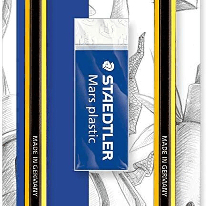 Staedtler 120 Pack de 2 Lapices de Grafito 2HB Hexagonales + 1 Sacapuntas con Deposito + 1 Goma de Borrar Mars Plastic - Madera de Bosques Sostenibles 1