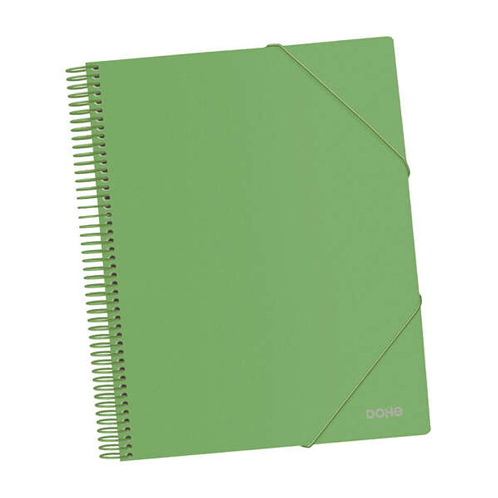 Dohe Carpeta con 20 Fundas Tamaño A4 - Tapa de Polipropileno Opaco 800 Micras - Fundas Transparentes 80 Micras - Espiral de Plastico Color y Gomas Ela 1