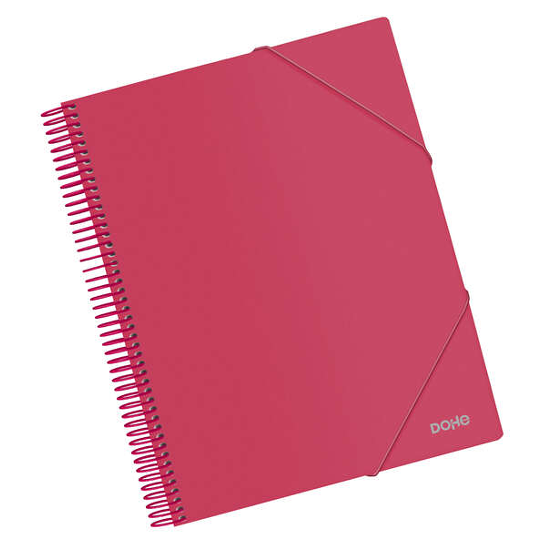 Dohe Carpeta con 20 Fundas Tamaño A4 - Tapa de Polipropileno Opaco de 800 Micras - Fundas Transparentes de 80 Micras - Espiral de Plastico de Color -  1