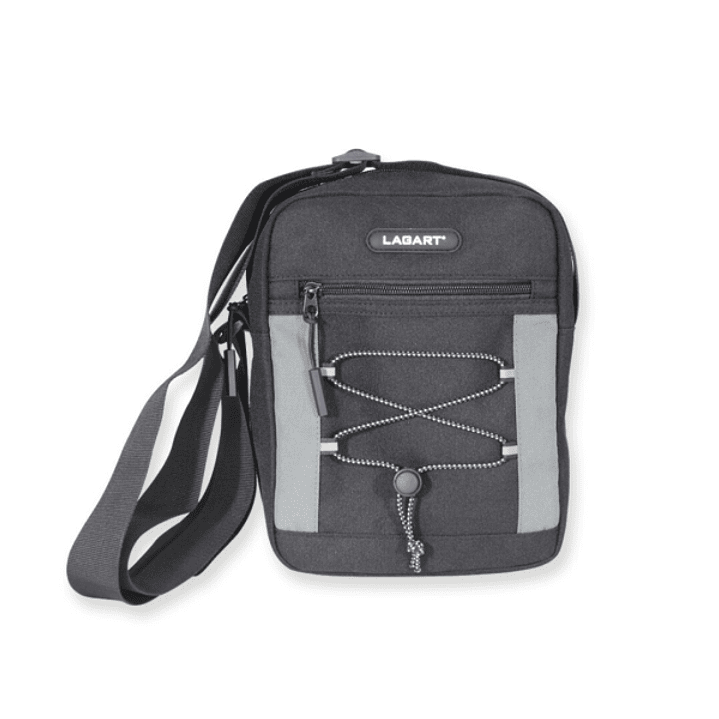 Lagart Bandolera - Compartimento Principal y Bolsillo Central con Cierre de Cremallera - Correa Ajustable - Medidas 18.5x24x7cm - Color Negro 1