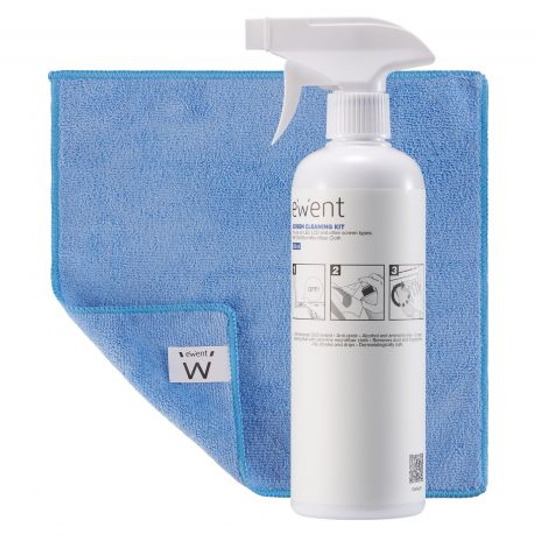 Ewent Kit Spray Limpiador Pantallas 500ml + Paño Microfibra 1