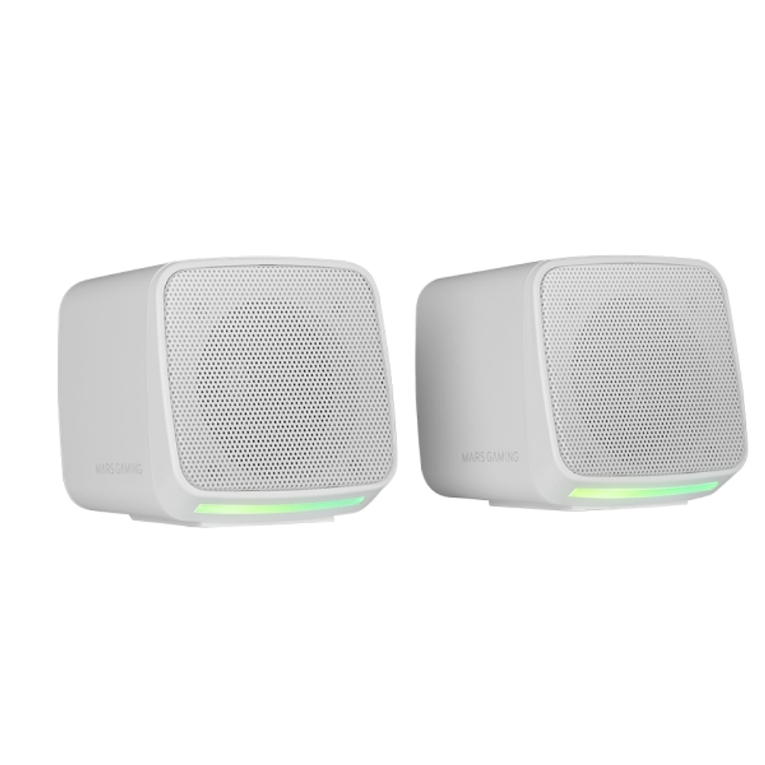 Mars Gaming MS-PRO Altavoz Compacto de 10W - Alimentacion USB - Luces RGB - Jack 3.5mm - Cable de 80cm - Color Blanco 1