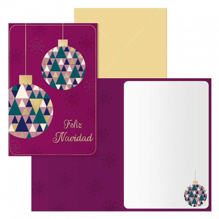 Dohe Esferas Pack de 6 Tarjetas de Felicitacion Navideña con Sobre - Tamaño Cerrada 11.5x17cm, Abierta 23x17cm - Papel Offset - Impresas a todo Color 1
