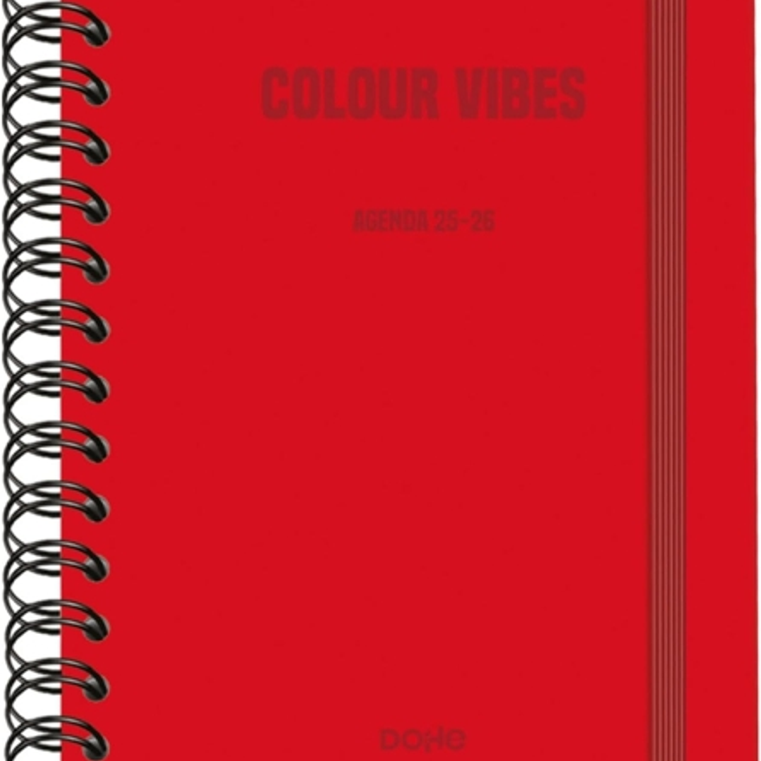 Dohe Colour Vibes Agenda Escolar 25/26 Espiral Wireo A5 - Semana Vista - Papel 80g/m2 - 4 Hojas de Pegatinas - Cubierta de Carton Plastificado - Cier 1