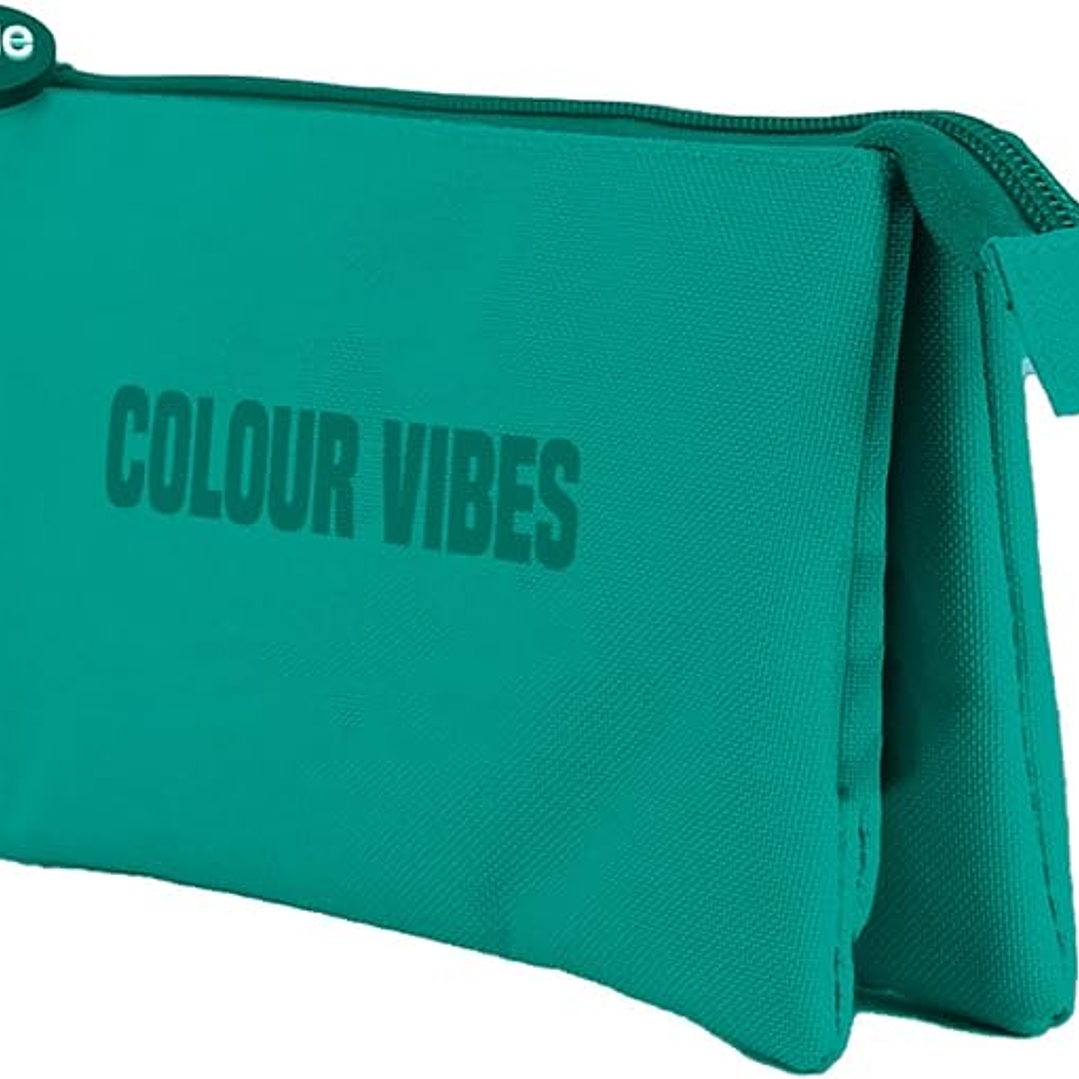 Dohe Colour Vibes Portatodo Triple - Cierre Doble con Cremallera y Tirador de Goma - Color Verde 1