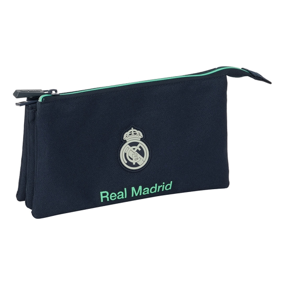 Safta Real Madrid 2ª Equipacion 25/26 Portatodo - 3 Compartimentos con Cremalleras - Bolsillo Interior - 0.6L - 220x30x120mm - Color Azul Marino 1