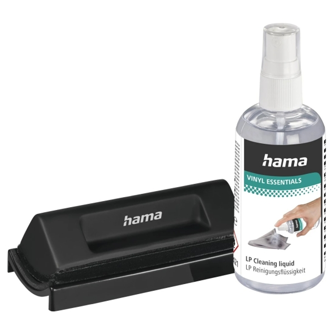 Hama Set de Limpieza para Discos de Vinilo - Aerosol Limpiador de 100ml - Pincel Antiestatico - Color Negro 1