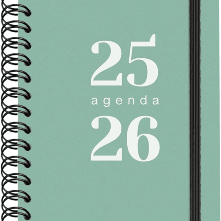 Dohe Grammar Agenda Escolar 25/26 Espiral A5 - Dia Pagina - Papel 80g/m2 - Cubierta de Polipropileno - Cierre de Goma Elastica - Color Verde 1