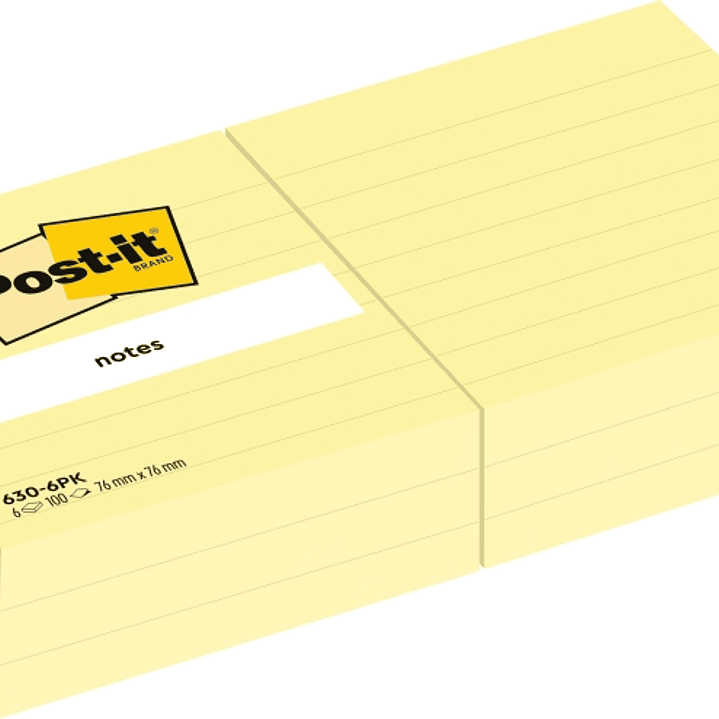 Post-It Pack de 6 Blocs de 100 Notas - con Lineas - 76x76mm - 100% PEFC - Color Amarillo Claro 1