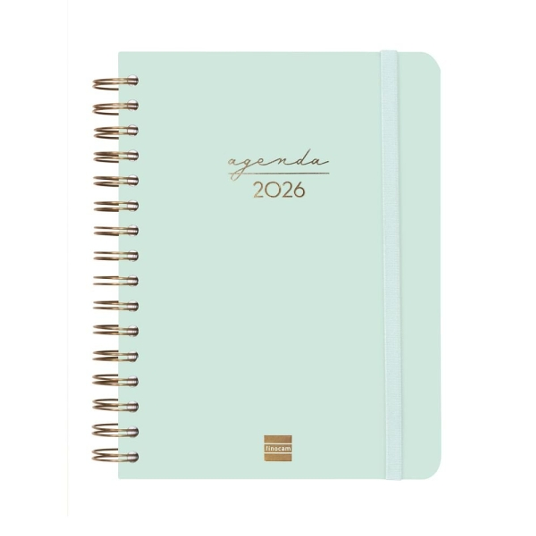 Finocam Alma Agenda - Anual 2026 - con Espiral - Formato E10 - 180x30x220mm - 1 Dia por Pagina - Color Menta 1