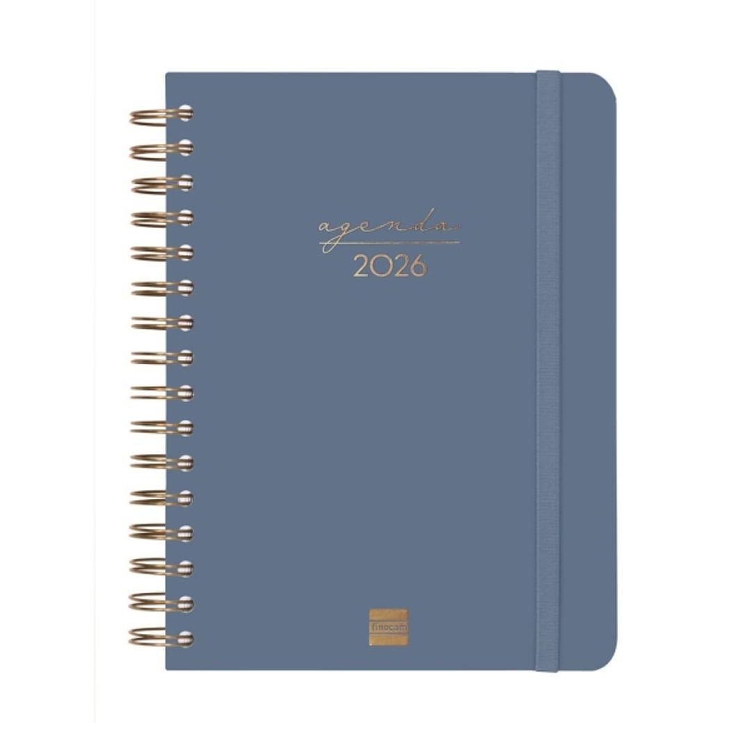 Finocam Alma Agenda - Anual 2026 - con Espiral - Formato E10 - 180x30x220mm - 1 Dia por Pagina - Color Azul 1