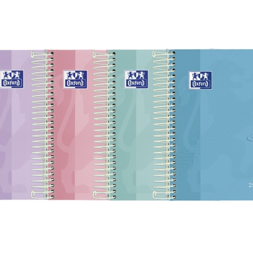 Oxford Touch Pastel Agenda Escolar 25/26 Espiral Dia Pagina - Tamaño 8º - Tapa Extradura Peliculado Touch - Esquinas Microperforadas - Espacio para No 1
